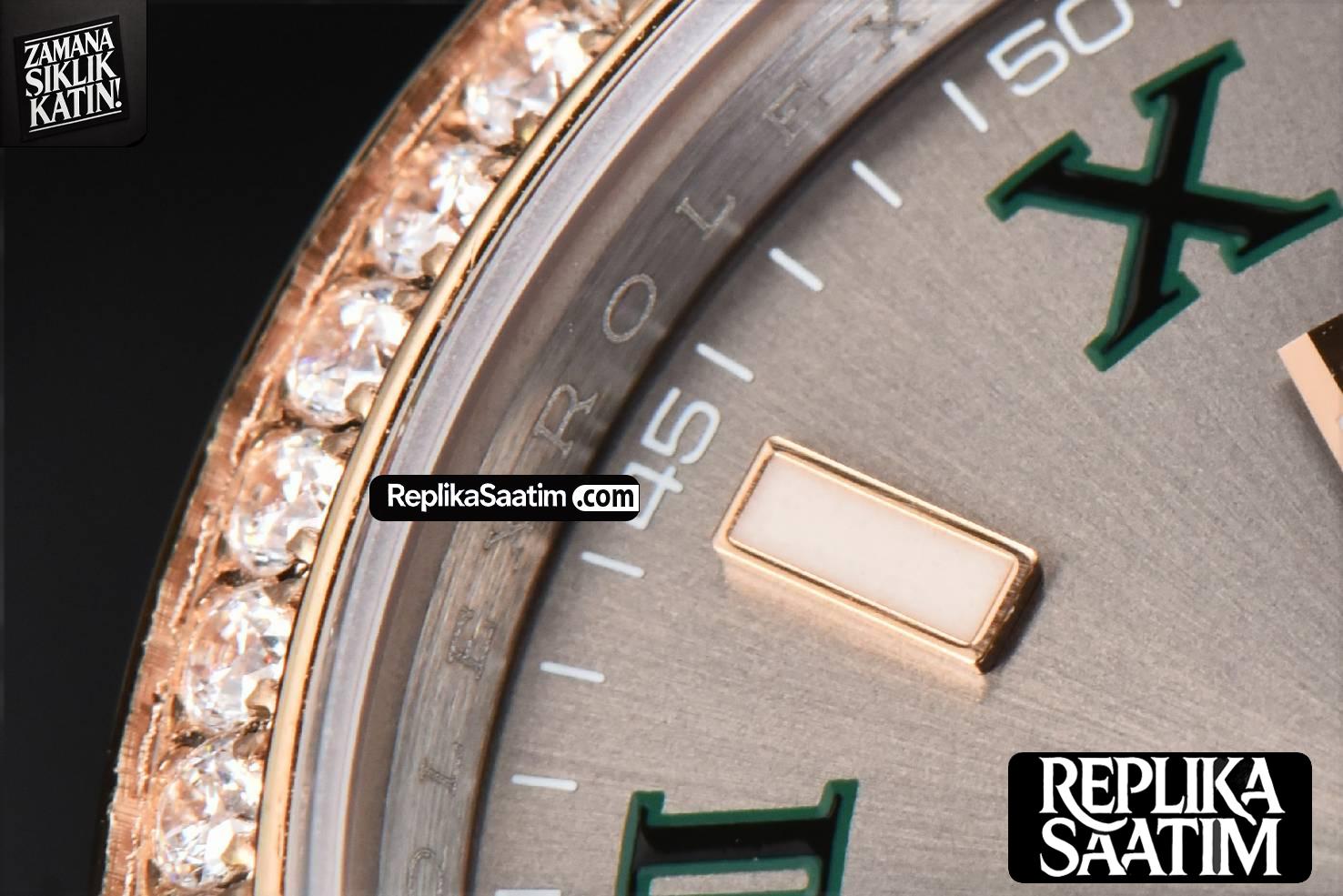 DateJust 36MM RG/SS BPF Diamond Bezel Gray Wimbledon Dial Oyster Bracelet A2824 -05