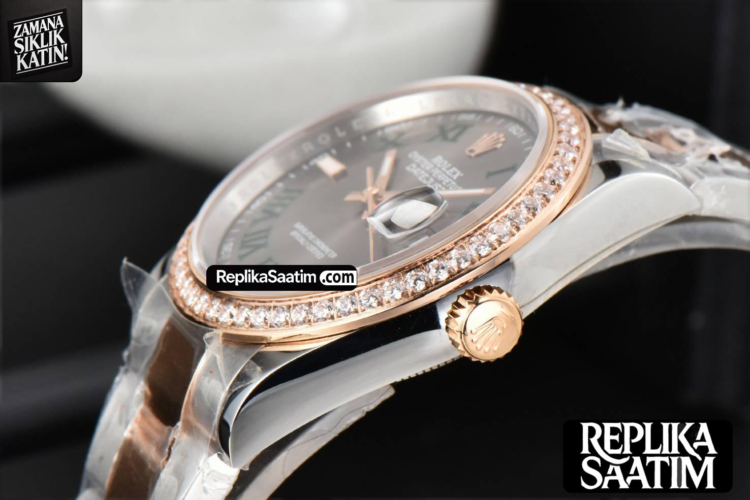 DateJust 36MM RG/SS BPF Diamond Bezel Gray Wimbledon Dial Oyster Bracelet A2824 -09