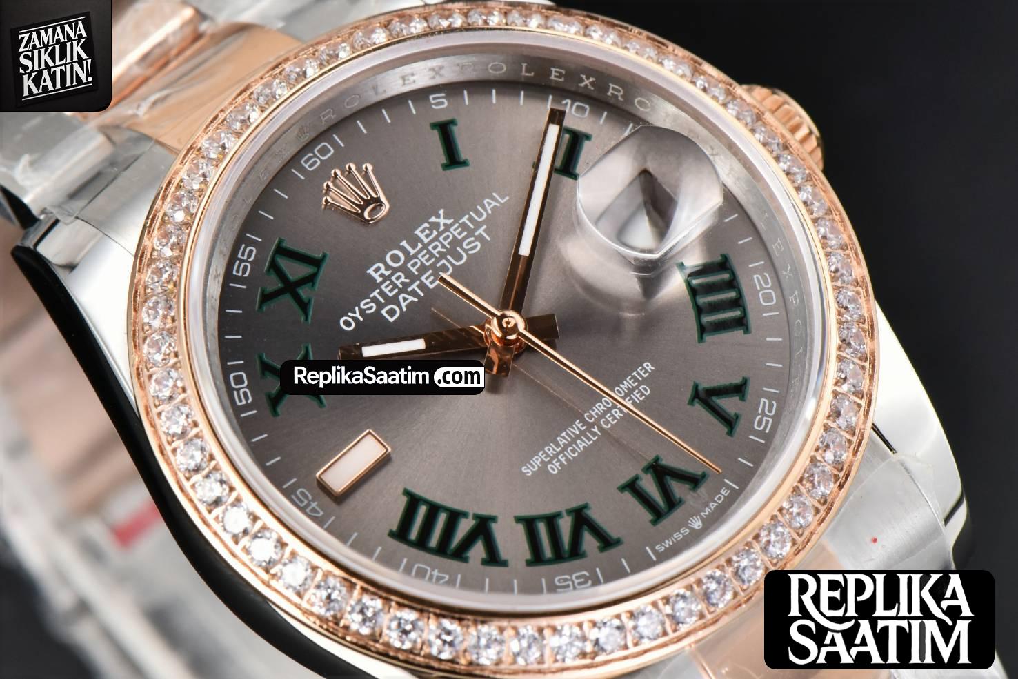 DateJust 36MM RG/SS BPF Diamond Bezel Gray Wimbledon Dial Oyster Bracelet A2824 -10