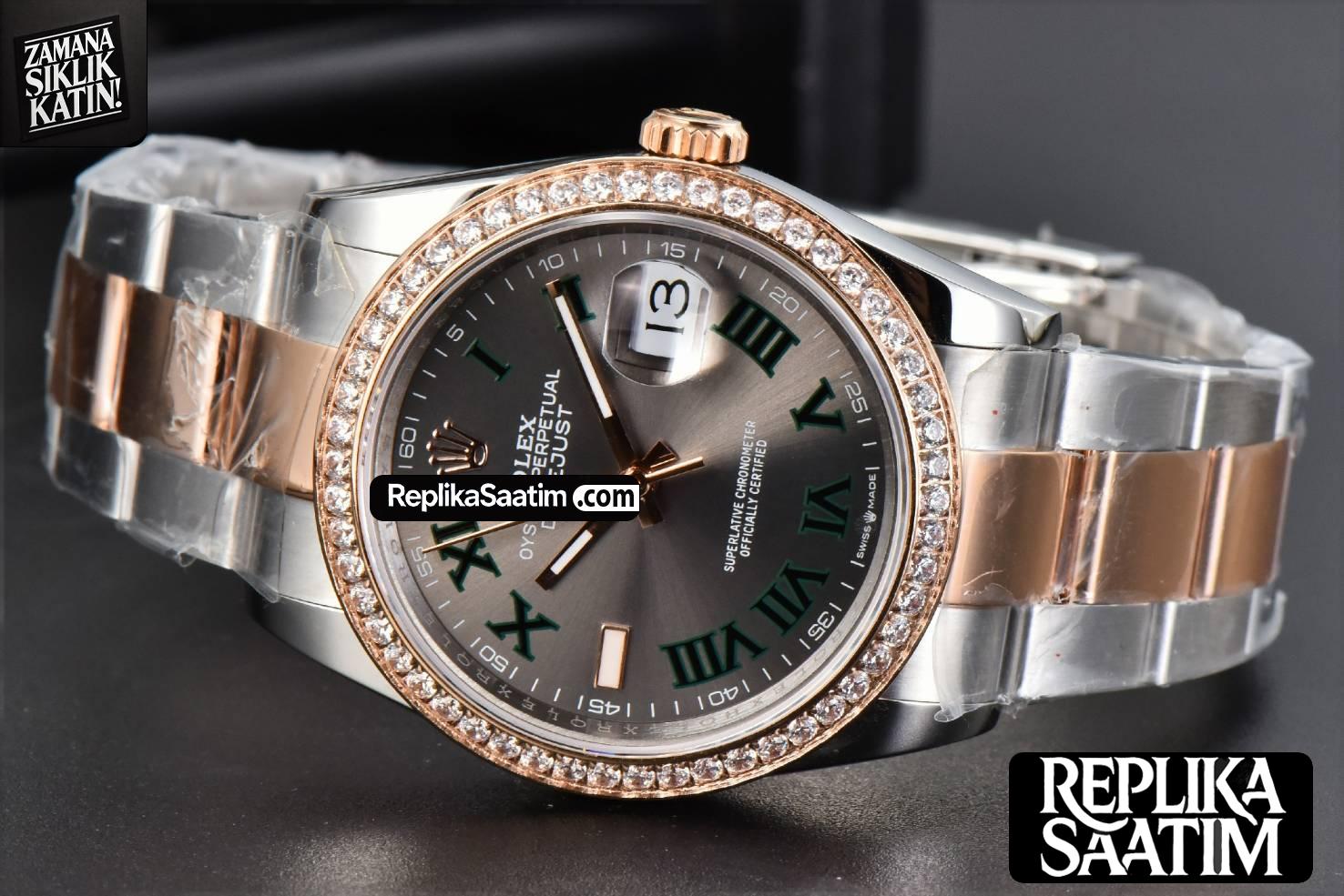 DateJust 36MM RG/SS BPF Diamond Bezel Gray Wimbledon Dial Oyster Bracelet A2824 -13