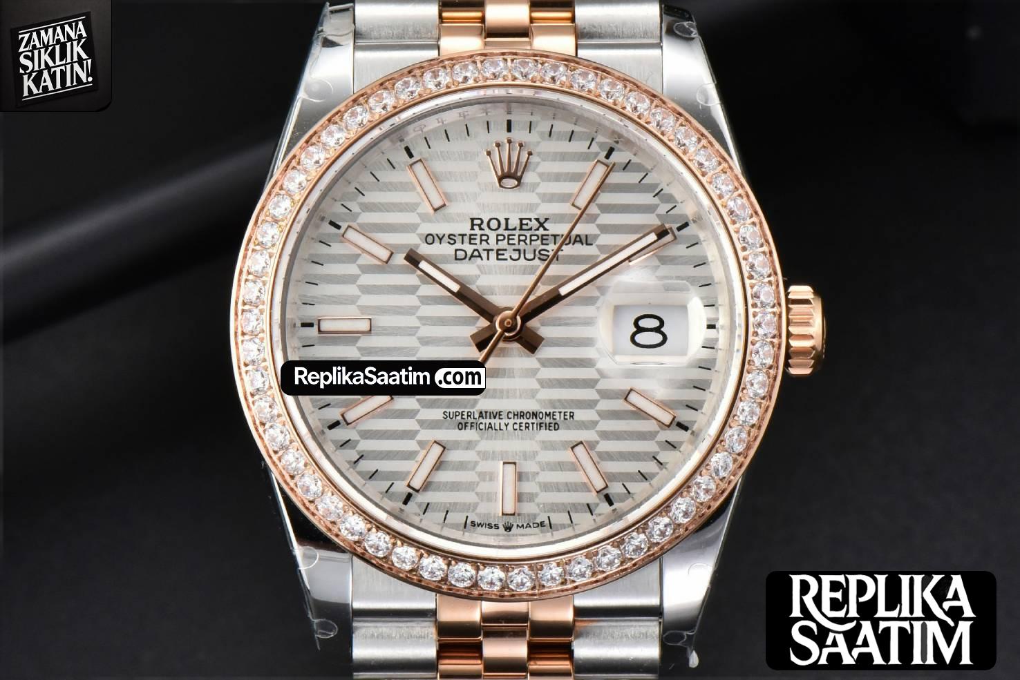 DateJust 36MM RG/SS BPF Diamond Bezel Silver Motif Dial Jubilee Bracelet A2824 -01