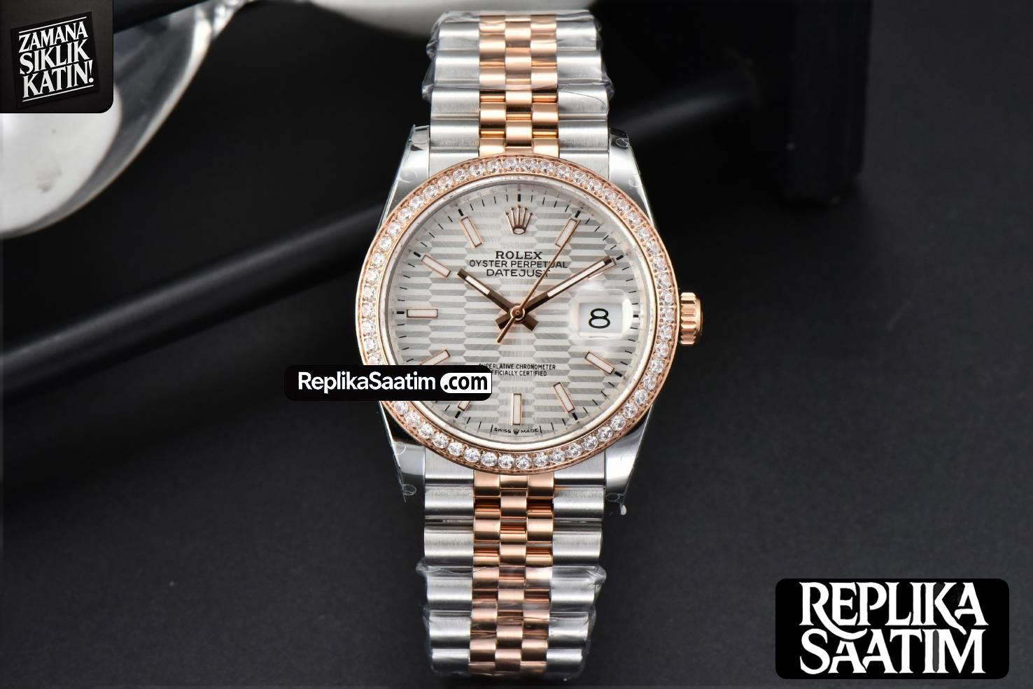 DateJust 36MM RG/SS BPF Diamond Bezel Silver Motif Dial Jubilee Bracelet A2824 -02