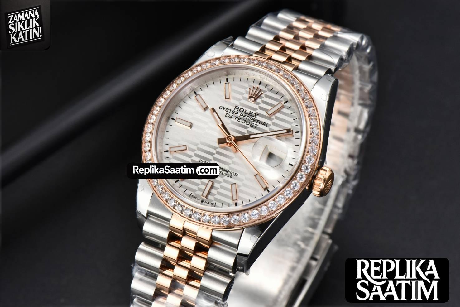 DateJust 36MM RG/SS BPF Diamond Bezel Silver Motif Dial Jubilee Bracelet A2824 -03