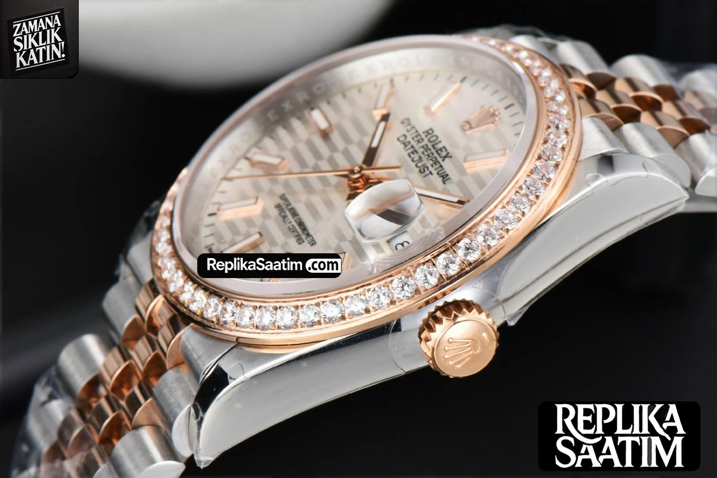 DateJust 36MM RG/SS BPF Diamond Bezel Silver Motif Dial Jubilee Bracelet A2824 -09