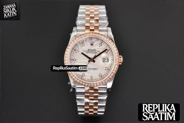 DateJust 36MM RG/SS BPF Diamond Silver Plam Dial Diamond Marker Jubilee Bracelet 2824 -02