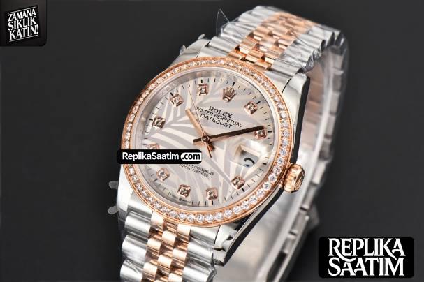 DateJust 36MM RG/SS BPF Diamond Silver Plam Dial Diamond Marker Jubilee Bracelet 2824 -03