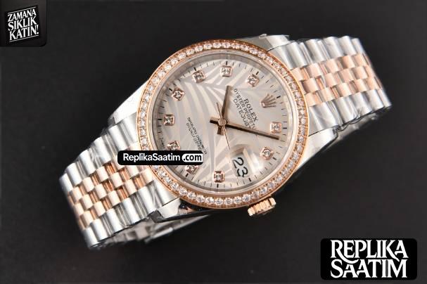 DateJust 36MM RG/SS BPF Diamond Silver Plam Dial Diamond Marker Jubilee Bracelet 2824 -13