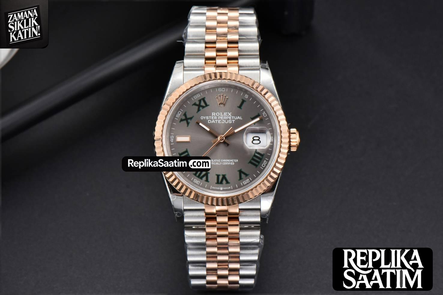 DateJust 36MM RG/SS BPF Fluted Bezel Gray Wimbledon Dial Jubilee Bracelet A2824 -02
