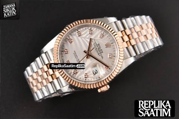 DateJust 36MM RG/SS BPF Fluted Silver Plam Dial Diamond Marker Jubilee Bracelet 2824 -14