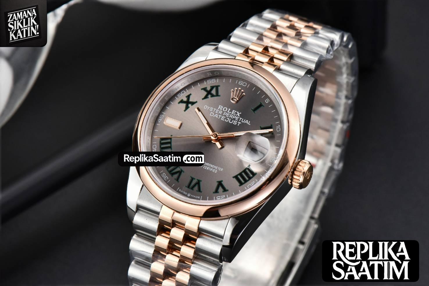 DateJust 36MM RG/SS BPF Smooth Bezel Gray Wimbledon Dial Jubilee Bracelet A2824 -02