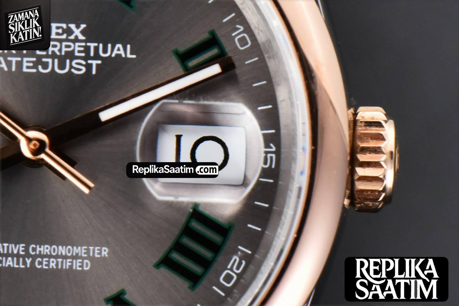DateJust 36MM RG/SS BPF Smooth Bezel Gray Wimbledon Dial Jubilee Bracelet A2824 -08