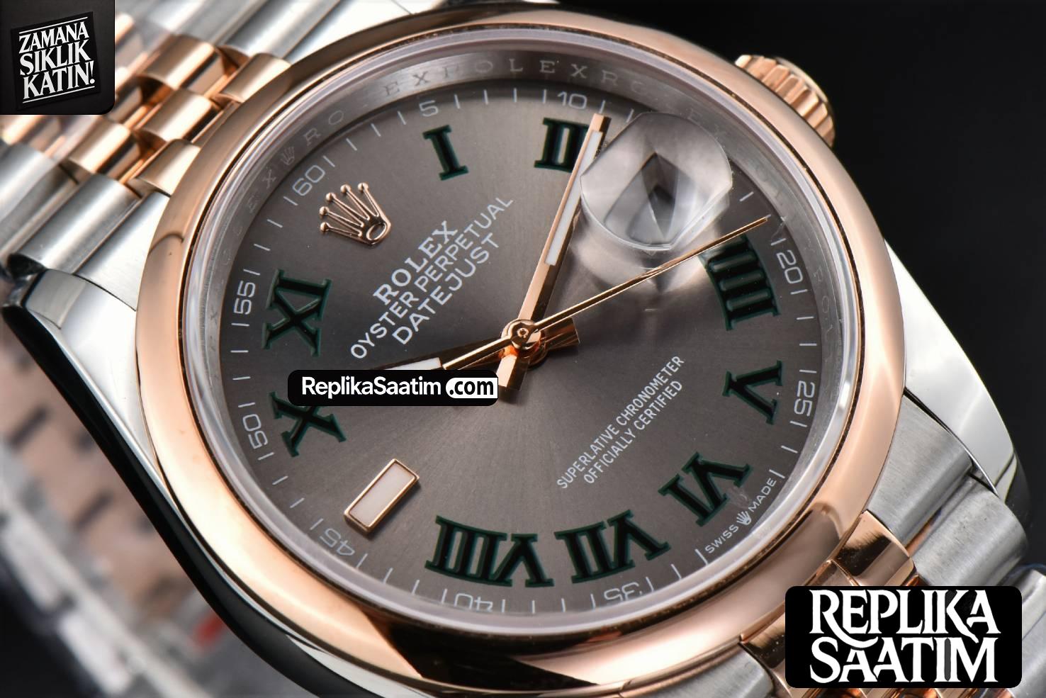DateJust 36MM RG/SS BPF Smooth Bezel Gray Wimbledon Dial Jubilee Bracelet A2824 -10