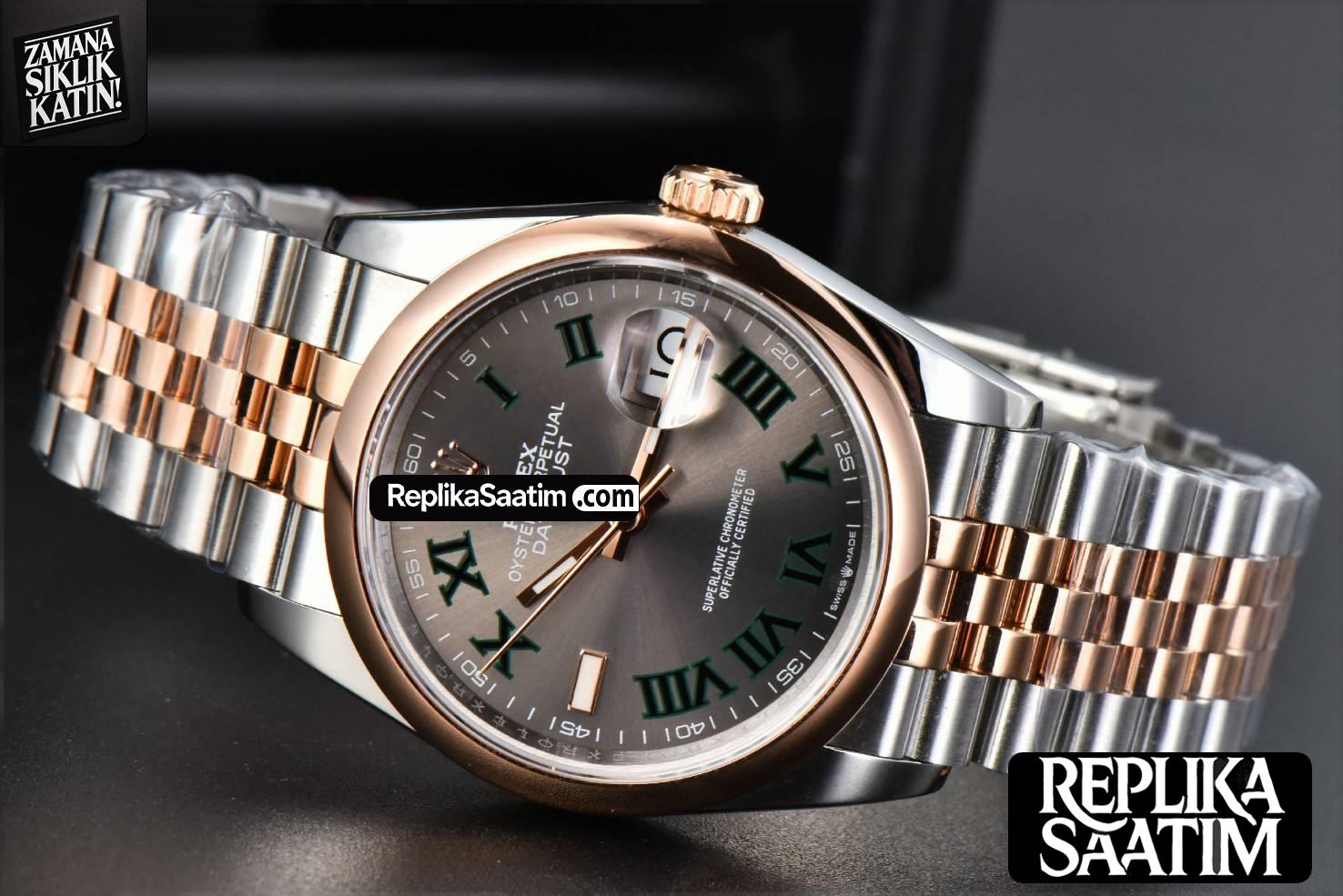 DateJust 36MM RG/SS BPF Smooth Bezel Gray Wimbledon Dial Jubilee Bracelet A2824 -14