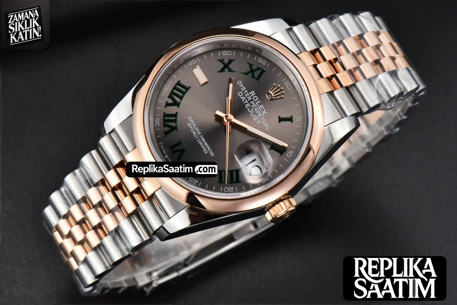 DateJust 36MM RG/SS BPF Smooth Bezel Gray Wimbledon Dial Jubilee Bracelet A2824 -15