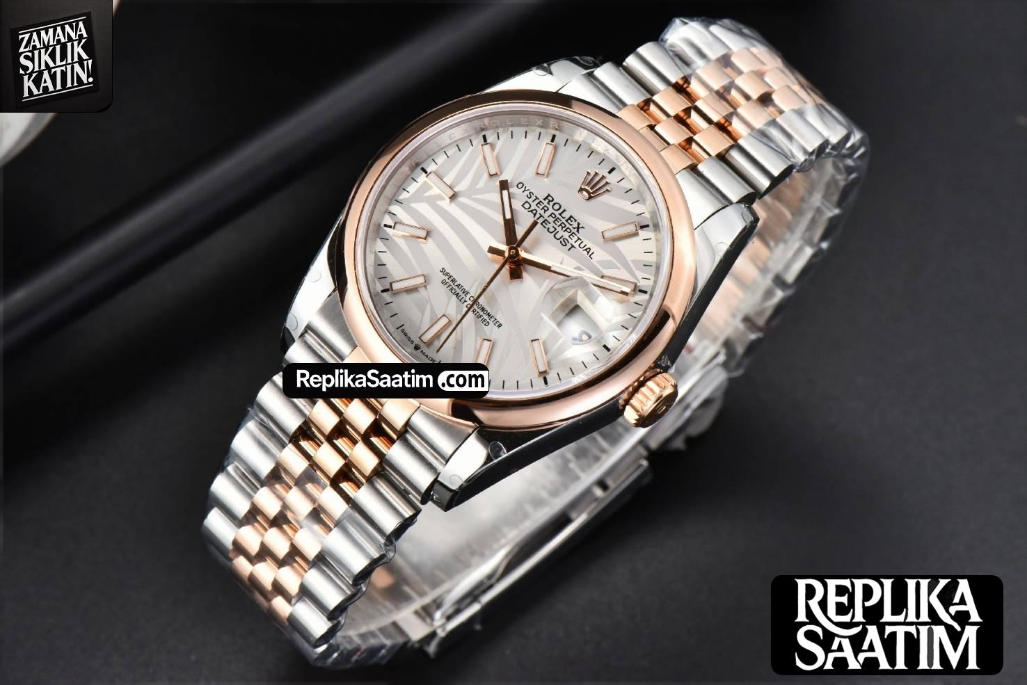 DateJust 36MM RG/SS BPF Smooth Bezel Silver Plam Dial Jubilee Bracelet A2824 -03