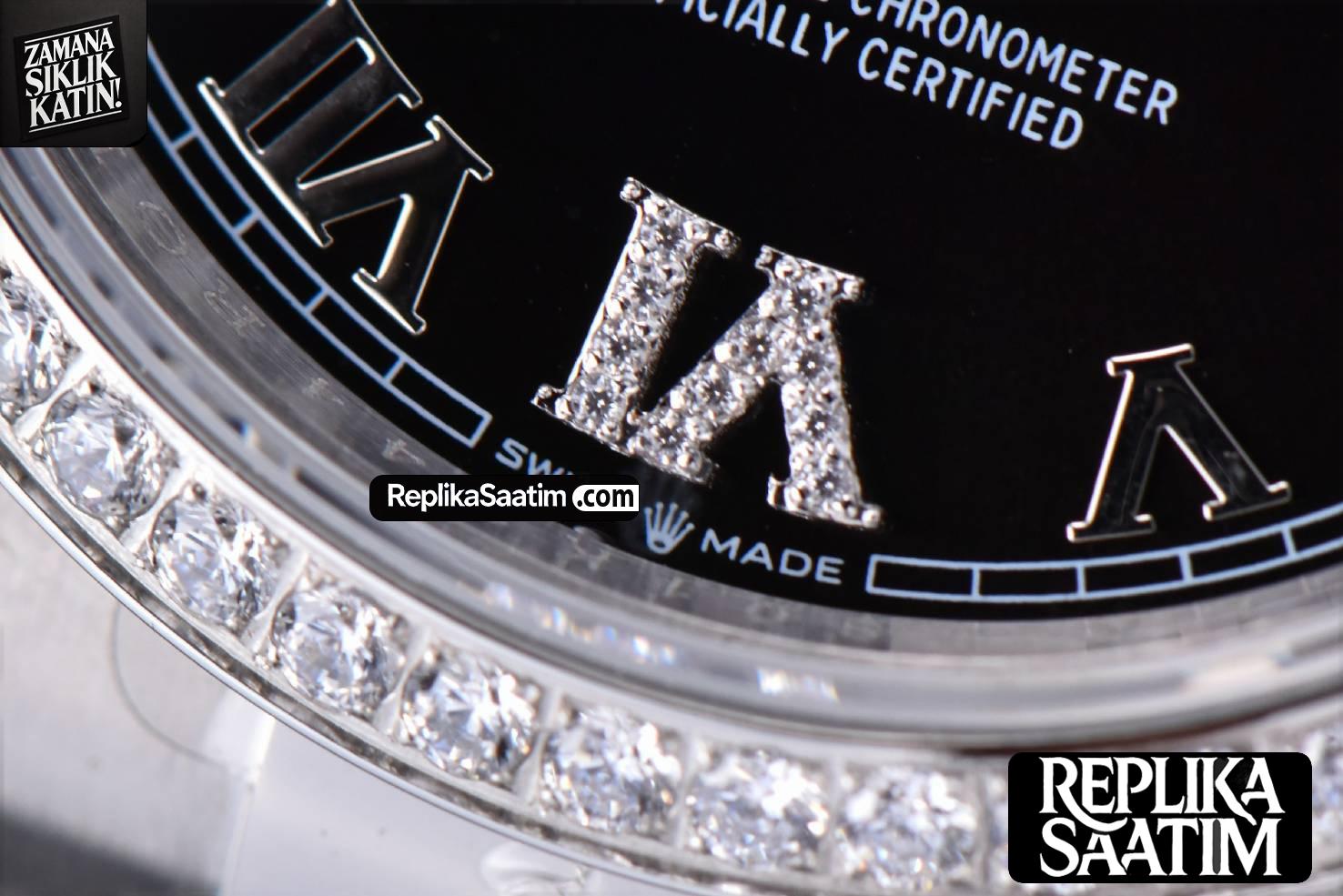 DateJust 36mm SS EWF Black Dial Diamond Roma Marker Diamond Bezel Oyster Bracelet A3235 -08