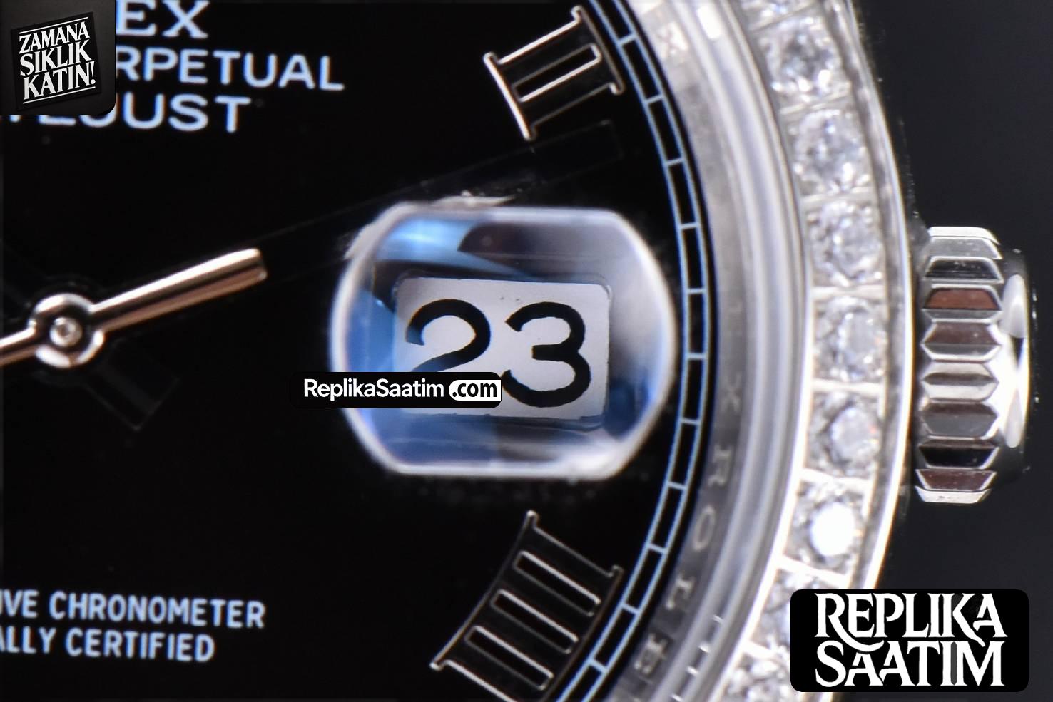 DateJust 36mm SS EWF Black Dial Diamond Roma Marker Diamond Bezel Oyster Bracelet A3235 -09