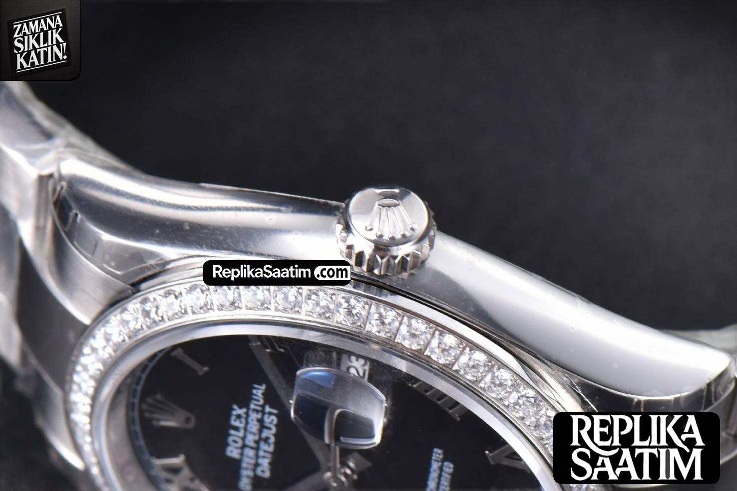 DateJust 36mm SS EWF Black Dial Diamond Roma Marker Diamond Bezel Oyster Bracelet A3235 -13