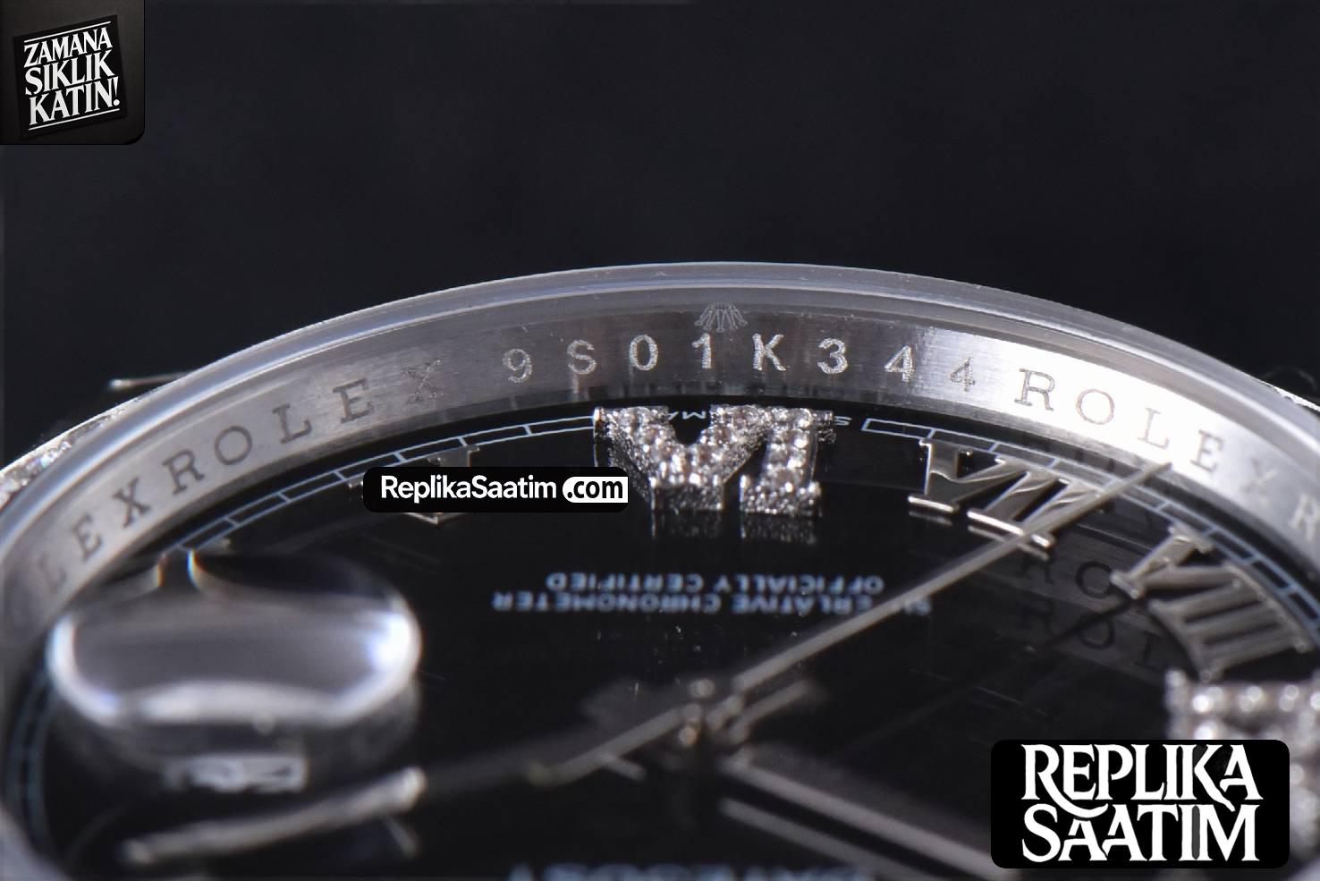 DateJust 36mm SS EWF Black Dial Diamond Roma Marker Diamond Bezel Oyster Bracelet A3235 -15