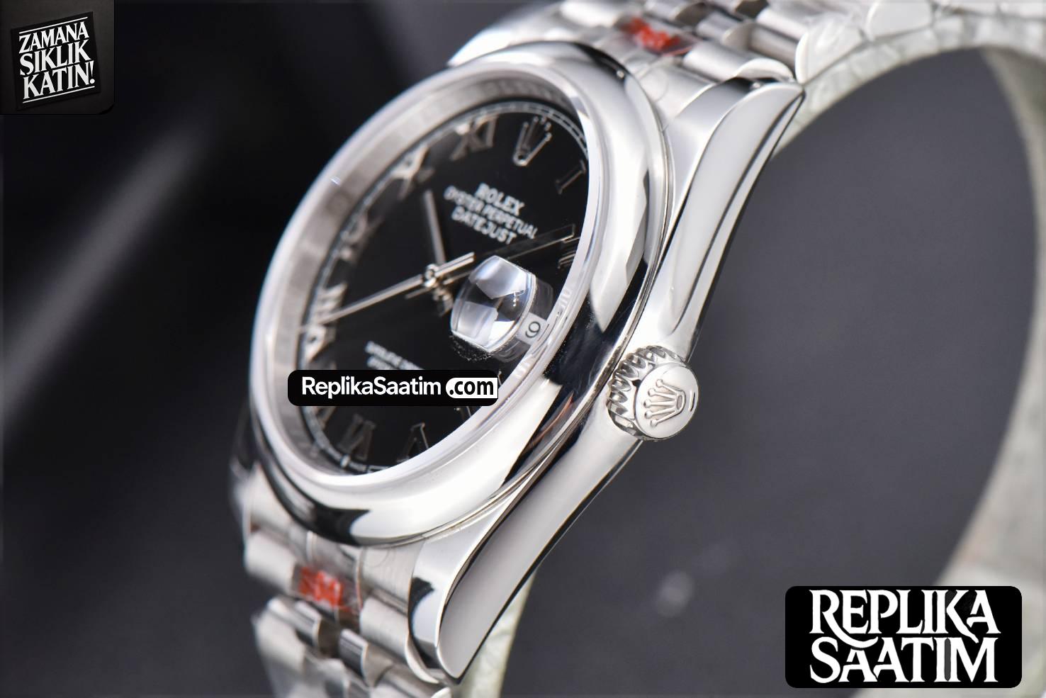 DateJust 36mm SS GMF Smooth Bezel Black Dial Roma Marker Jubilee Bracelet VR3235 -10