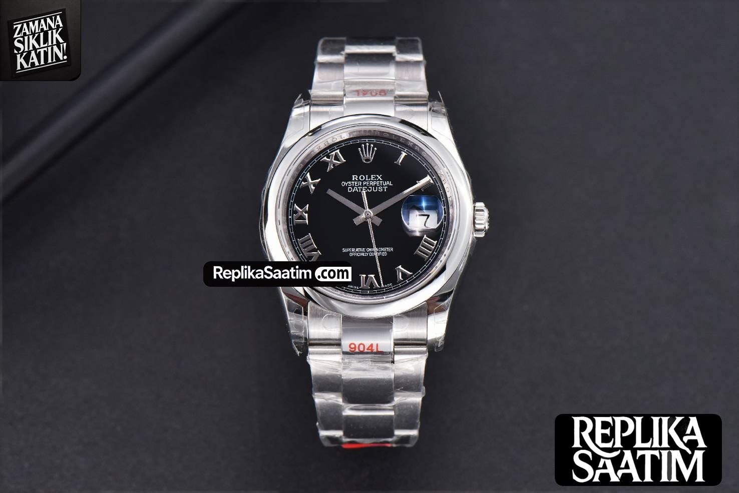 DateJust 36mm SS GMF Smooth Bezel Black Dial Roma Marker Oyster Bracelet VR3235 -01