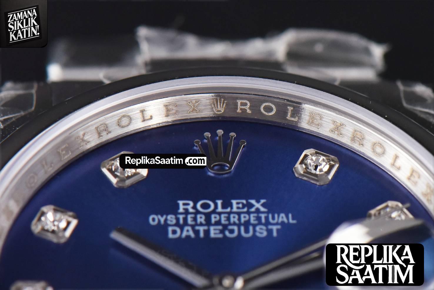 DateJust 36mm SS GMF Smooth Bezel Blue Dial Diamond Marker Oyster Bracelet VR3235 -09