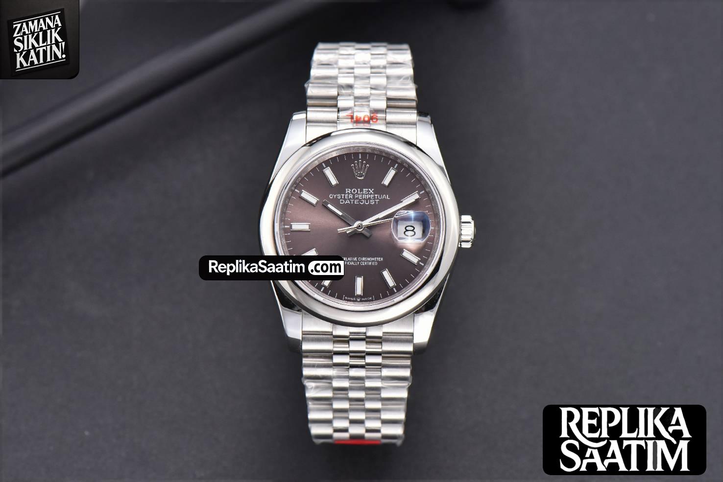 DateJust 36mm SS GMF Smooth Bezel Gray Dial Stick Marker Jubilee Bracelet VR3235 -01