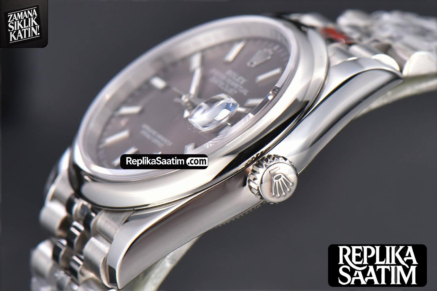 DateJust 36mm SS GMF Smooth Bezel Gray Dial Stick Marker Jubilee Bracelet VR3235 -13