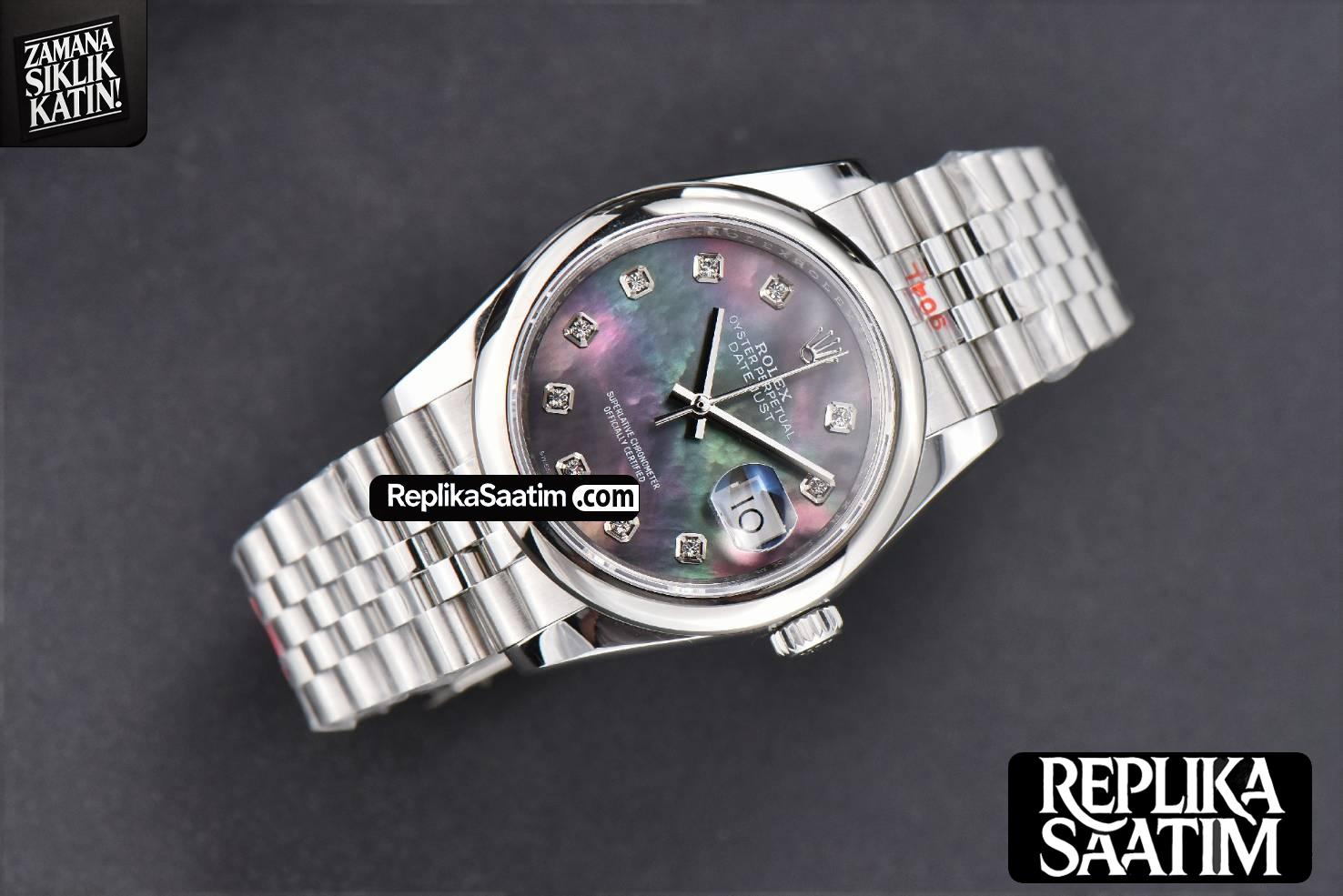 DateJust 36mm SS GMF Smooth Bezel Gray MOP Dial Diamond Marker Jubilee Bracelet VR3235 -02