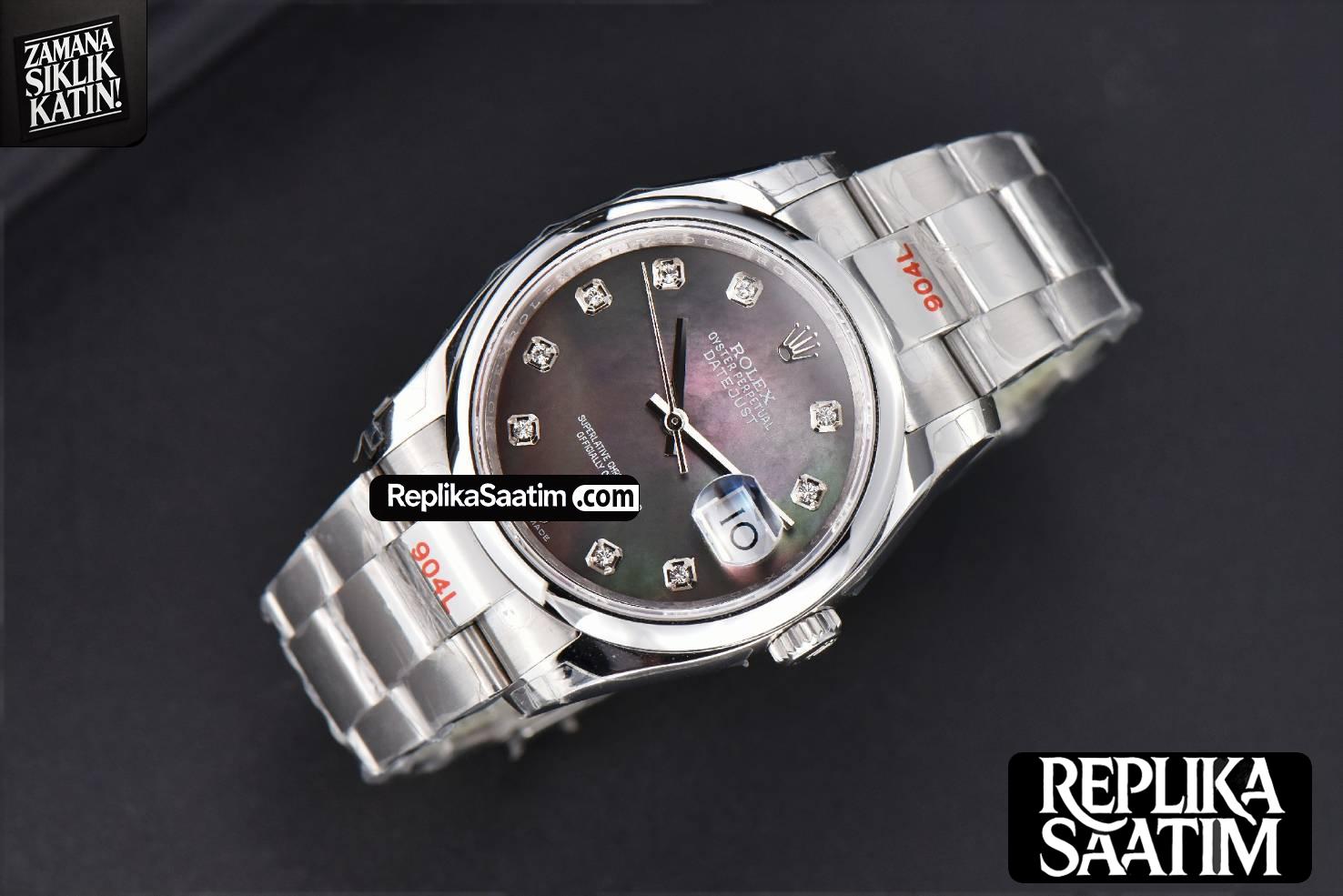 DateJust 36mm SS GMF Smooth Bezel Gray MOP Dial Diamond Marker Oyster Bracelet VR3235 -02