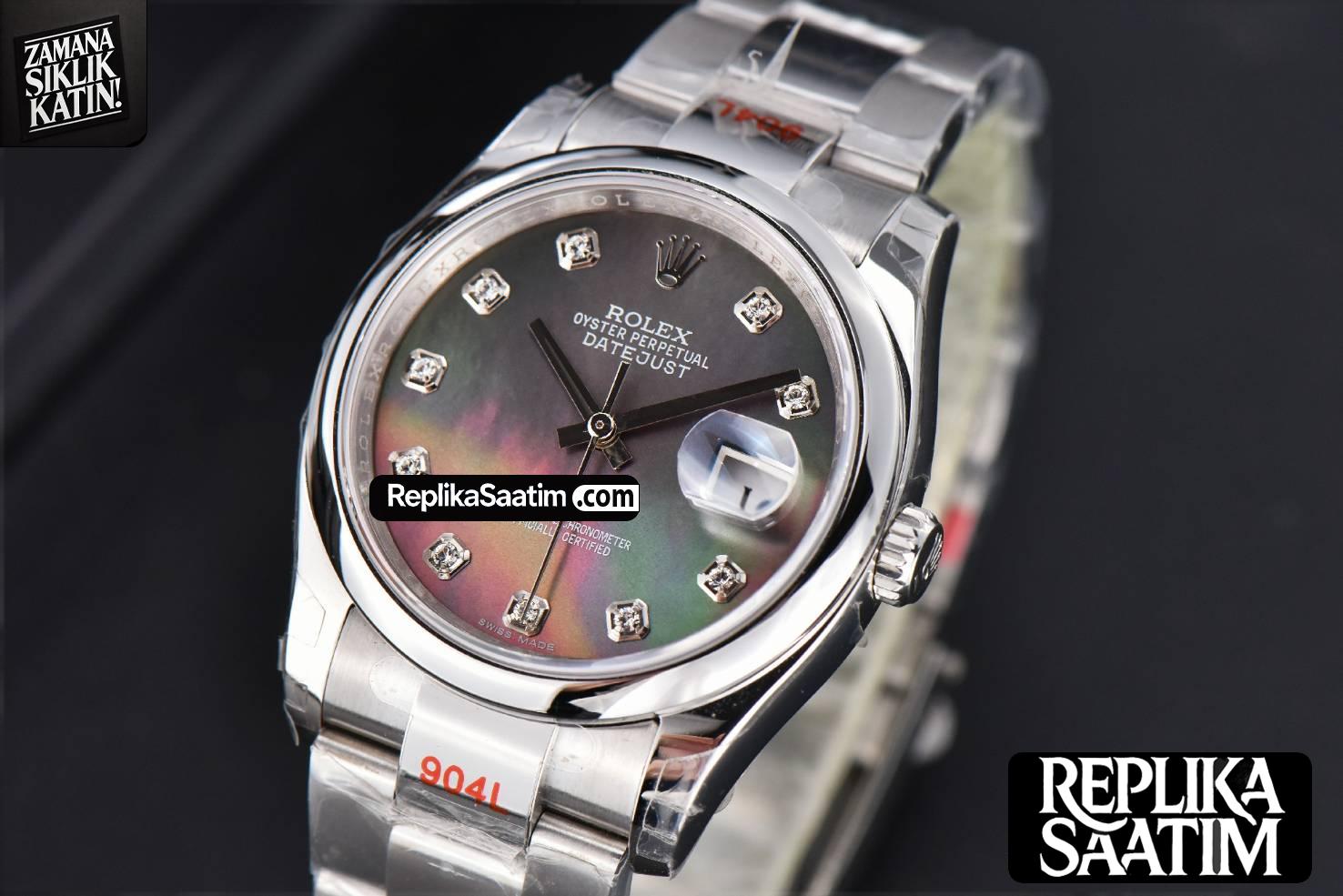 DateJust 36mm SS GMF Smooth Bezel Gray MOP Dial Diamond Marker Oyster Bracelet VR3235 -03