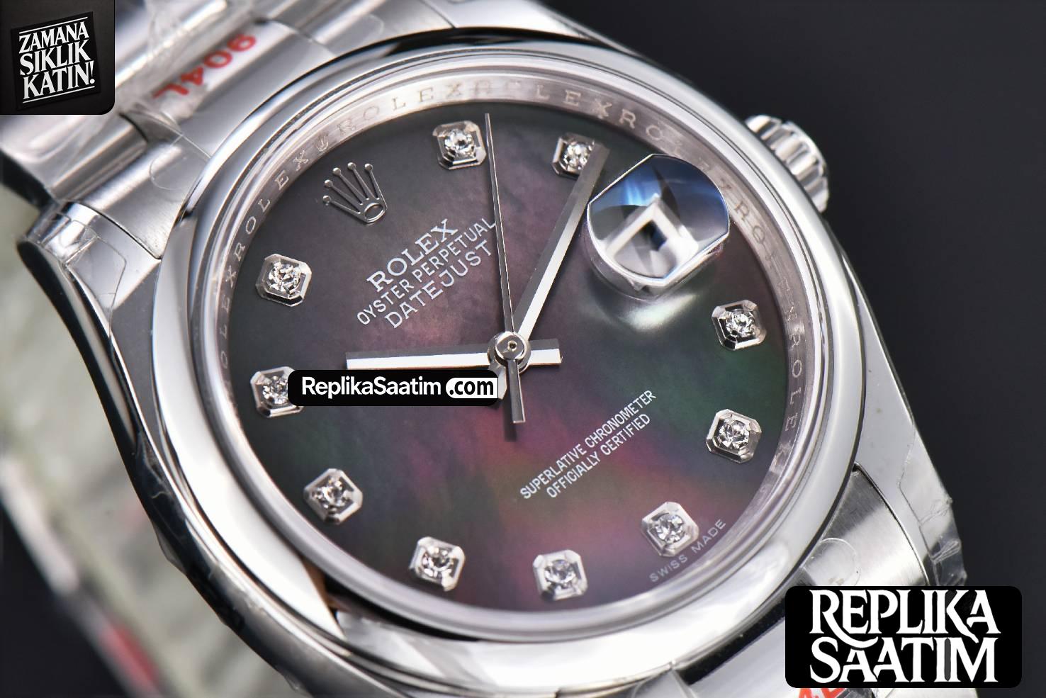DateJust 36mm SS GMF Smooth Bezel Gray MOP Dial Diamond Marker Oyster Bracelet VR3235 -09