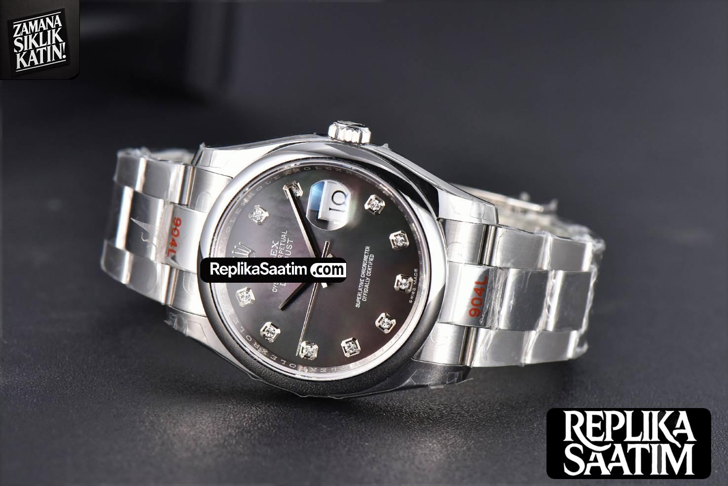 DateJust 36mm SS GMF Smooth Bezel Gray MOP Dial Diamond Marker Oyster Bracelet VR3235 -15
