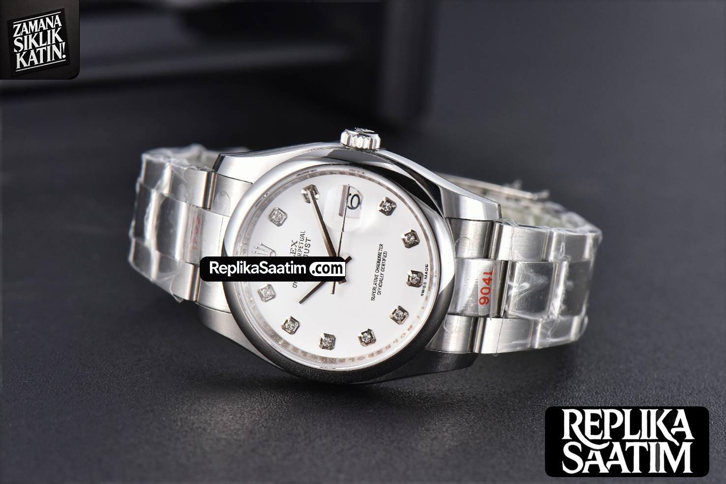 DateJust 36mm SS GMF Smooth Bezel White Dial Diamond Marker Oyster Bracelet VR3235 -14