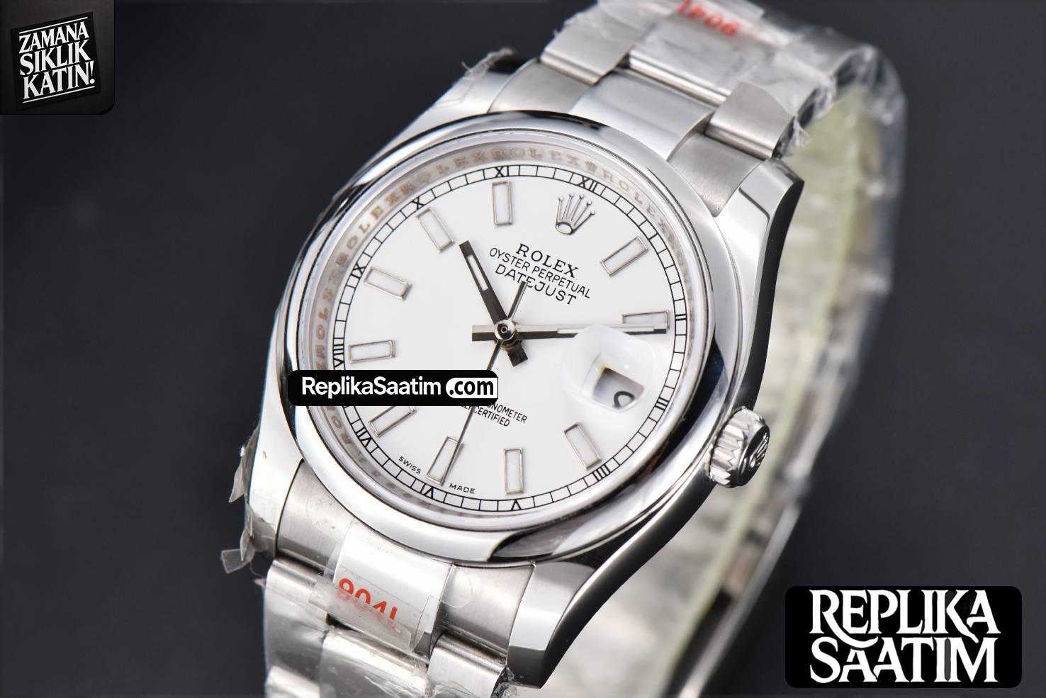 DateJust 36mm SS GMF Smooth Bezel White Dial Lume Marker Oyster Bracelet VR3235 -03