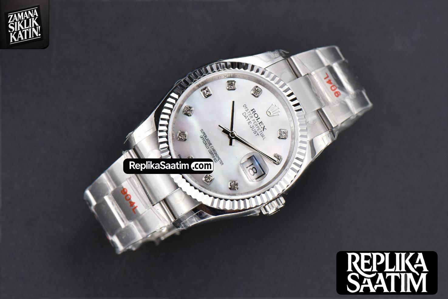 DateJust 36mm SS GMF Smooth Bezel White MOP Dial Diamond Marker Oyster Bracelet VR3235 -03