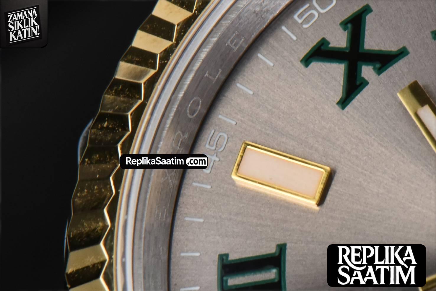 DateJust 36MM YG/SS BPF Wimbledon Gray Dial Green Roma Marker Jubilee Bracelet A2824 -05
