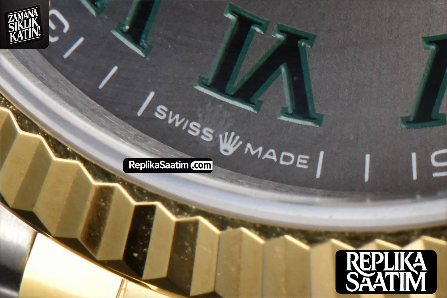 DateJust 36MM YG/SS BPF Wimbledon Gray Dial Green Roma Marker Jubilee Bracelet A2824 -07