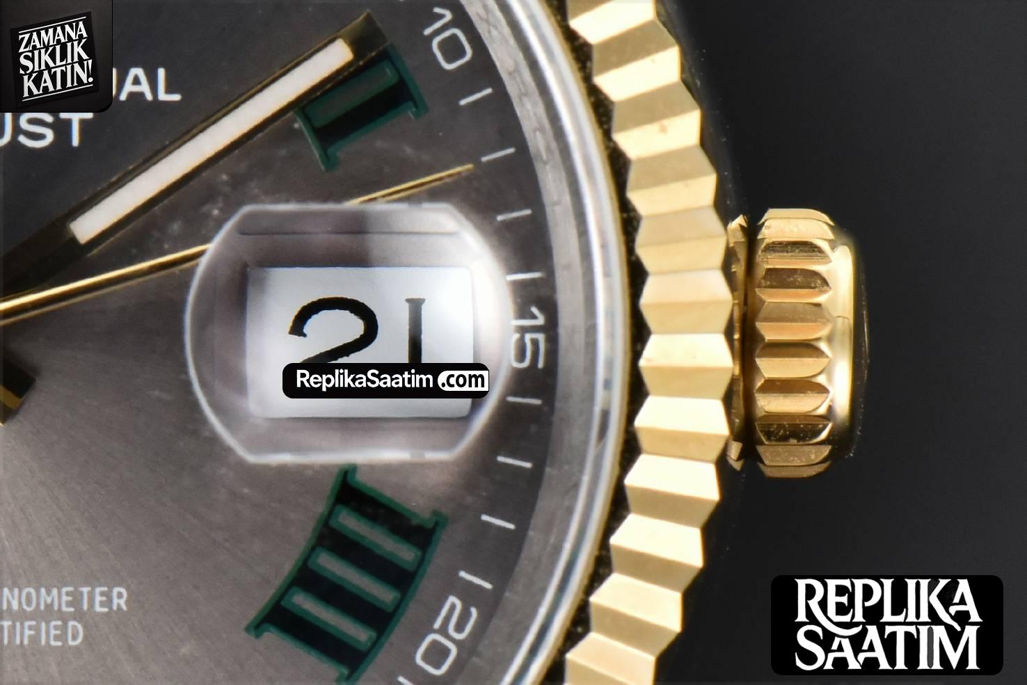 DateJust 36MM YG/SS BPF Wimbledon Gray Dial Green Roma Marker Jubilee Bracelet A2824 -08