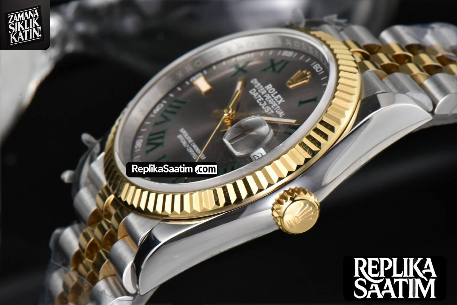 DateJust 36MM YG/SS BPF Wimbledon Gray Dial Green Roma Marker Jubilee Bracelet A2824 -09