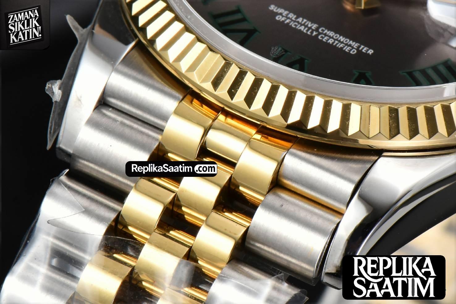DateJust 36MM YG/SS BPF Wimbledon Gray Dial Green Roma Marker Jubilee Bracelet A2824 -13