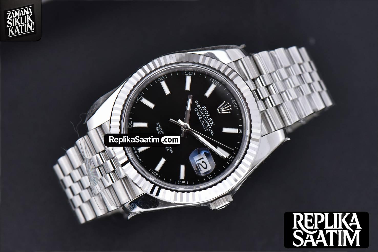 DateJust 41mm 126334 904 SS ARF Black Dial Sticks Markers on Jubilee Bracelet VR3235 -03