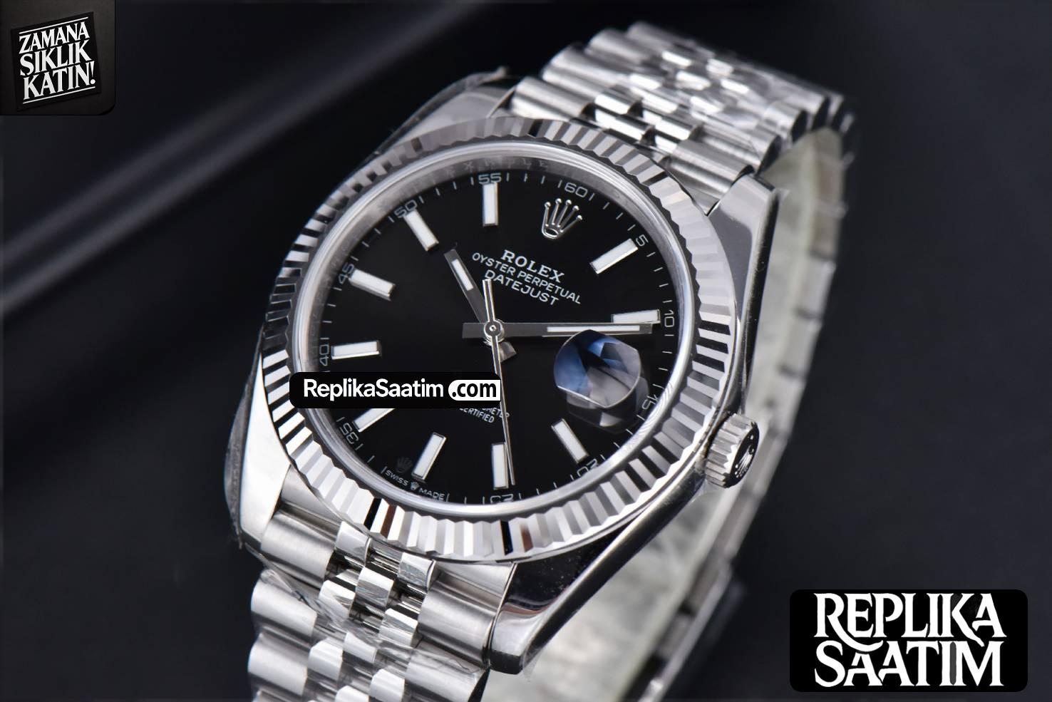 DateJust 41mm 126334 904 SS ARF Black Dial Sticks Markers on Jubilee Bracelet VR3235 -04