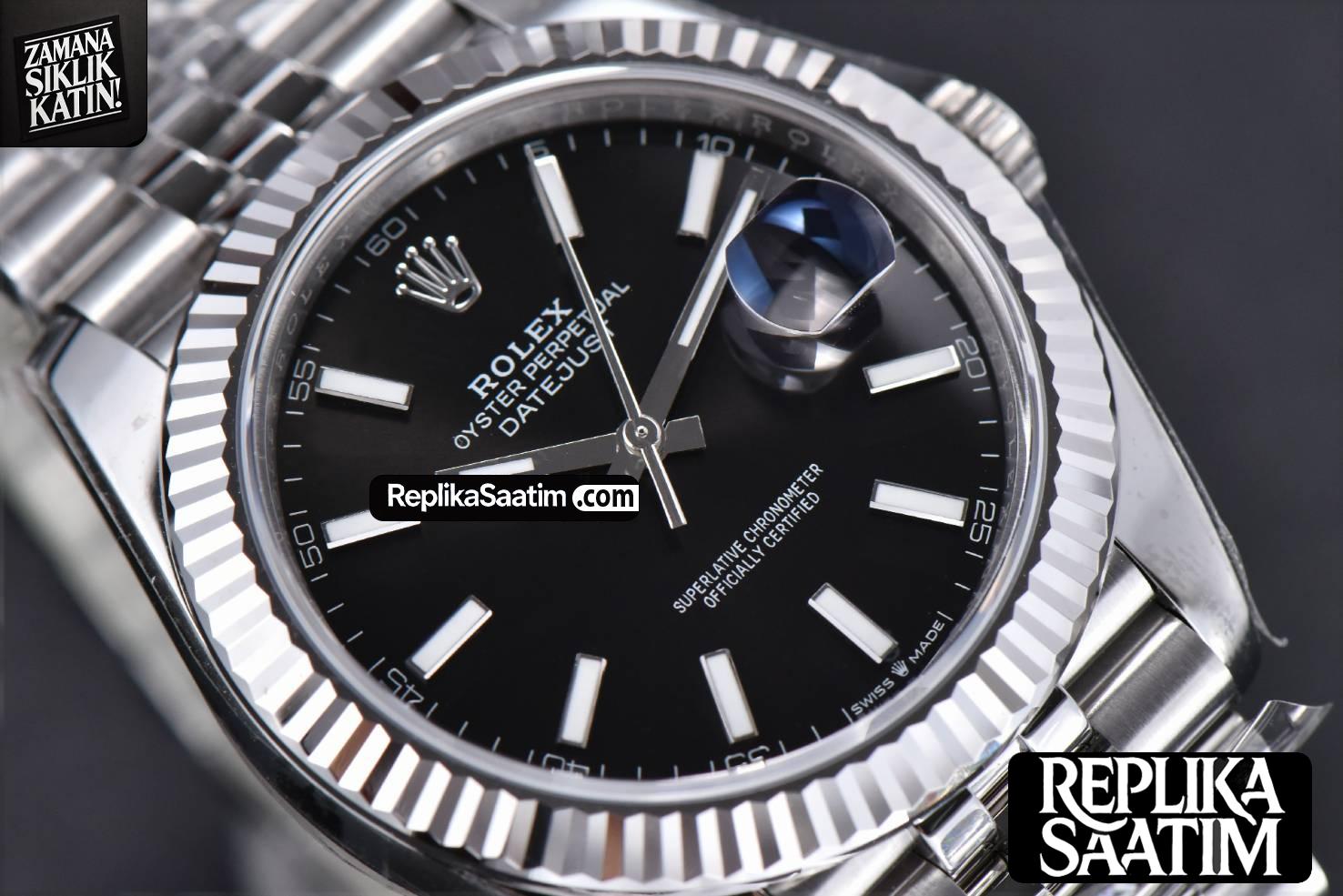 DateJust 41mm 126334 904 SS ARF Black Dial Sticks Markers on Jubilee Bracelet VR3235 -11