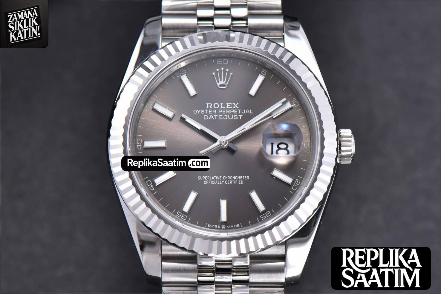 DateJust 41mm 126334 904 SS ARF Gray Dial Sticks Markers on Jubilee Bracelet VR3235 -01