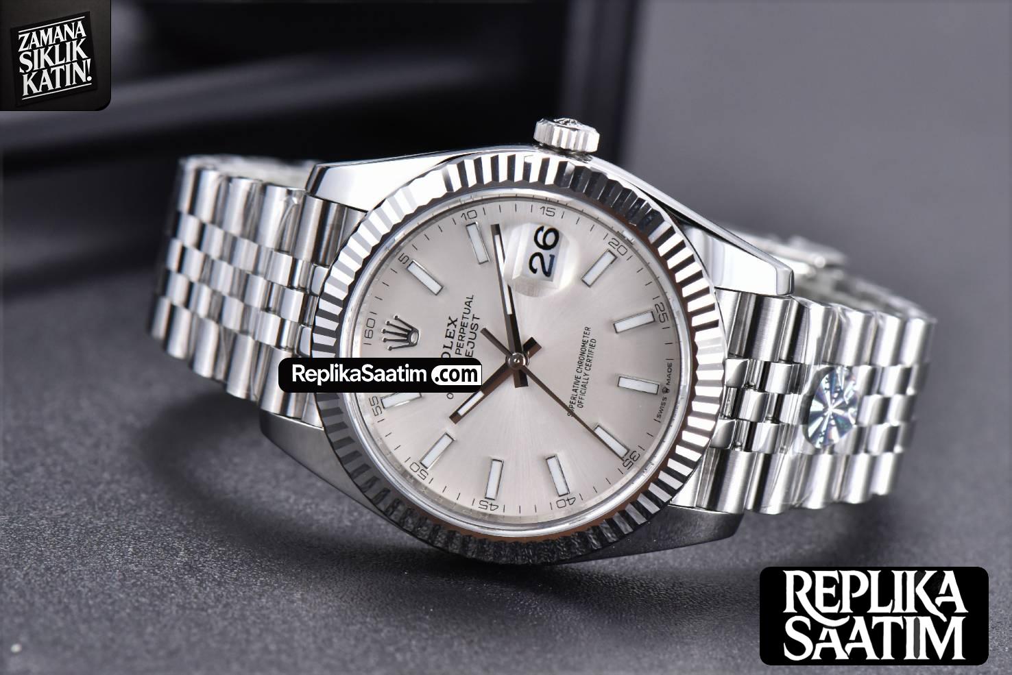 DateJust 41mm 126334 904 SS ARF Silver Dial Sticks Markers on Jubilee Bracelet VR3235 -13