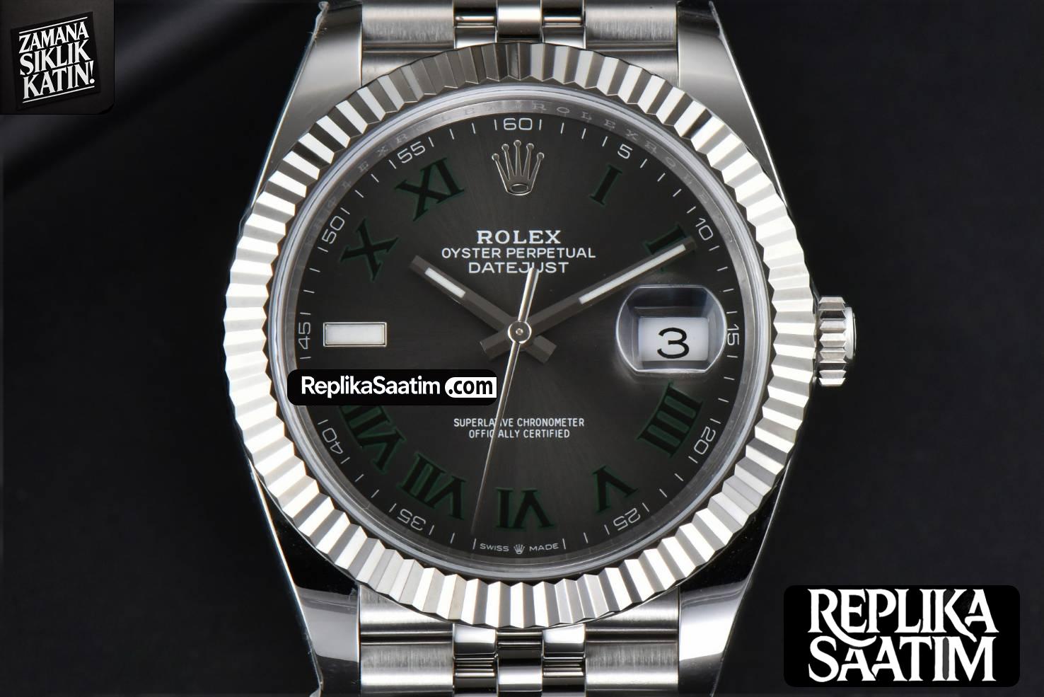 DateJust 41MM 126334 Clean CF Wimbledon Gray Dial Green Marker Jubilee Bracelet VR3235 -01