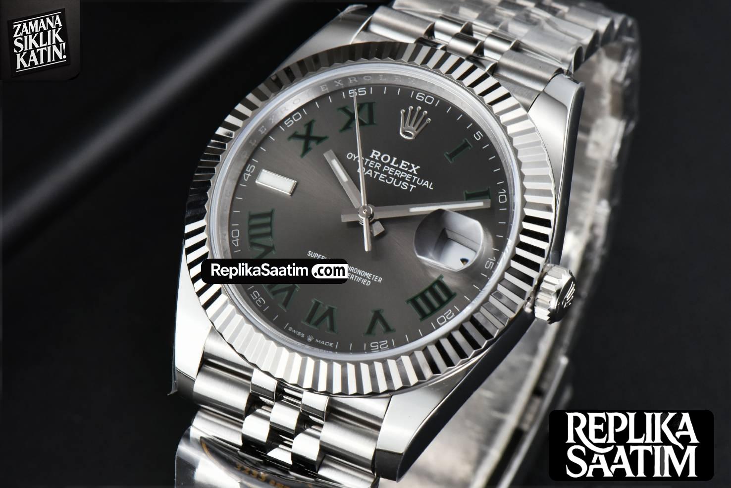 DateJust 41MM 126334 Clean CF Wimbledon Gray Dial Green Marker Jubilee Bracelet VR3235 -03