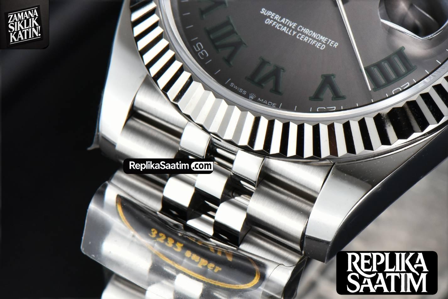 DateJust 41MM 126334 Clean CF Wimbledon Gray Dial Green Marker Jubilee Bracelet VR3235 -09