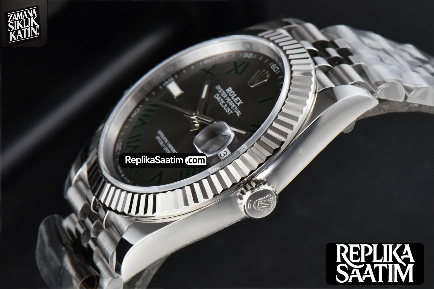 DateJust 41MM 126334 Clean CF Wimbledon Gray Dial Green Marker Jubilee Bracelet VR3235 -10